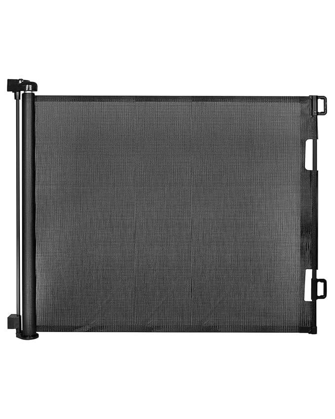 Retractable Baby Gate for Doorways and Stairs, Mesh Safety Gate for Pet, Indoor & Outdoor Use, One-Hand Operation, Easy Installation, 33.6" Tall, Expands to 71" Wide（Black,33.6"x71"）