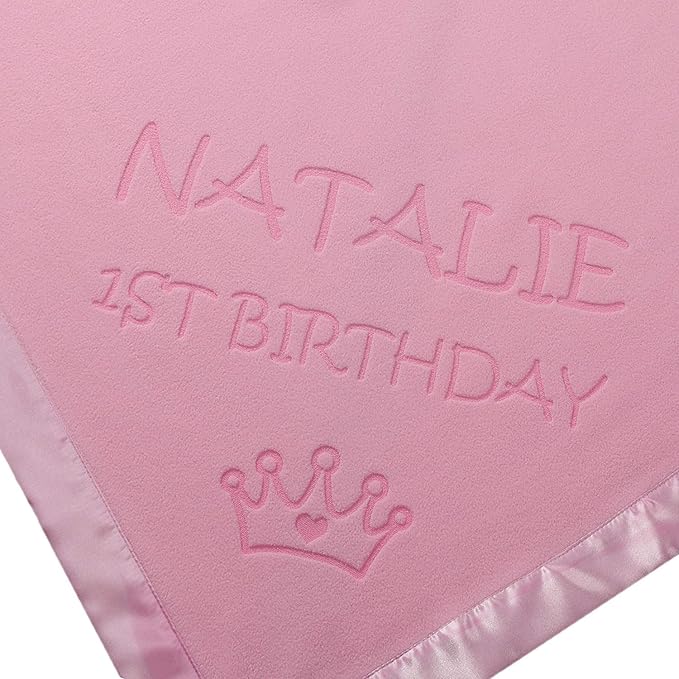 Custom Catch Personalized Princess Baby Blanket for Girl - Newborn or Infant Name Gift - Pink or Blue (2 Text Lines)