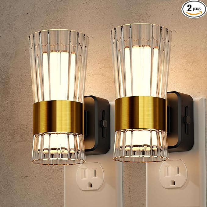 Night Light, Night Lights Plug into Wall, Soft White LED Nightlight for Kids, Adjustable Brightness 0-100LM, Dusk to Dawn Sensor, Soft Light for Bedroom, Hallway, Nursery, 2 Pack