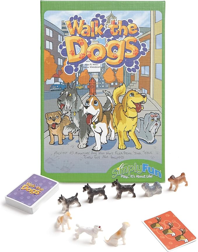 SimplyFun Walk The Dogs Math Game - One of The Most Fun Games for Kids Ages 8 and Up - Play to Practice Counting & Sorting- 2 to 5 Players