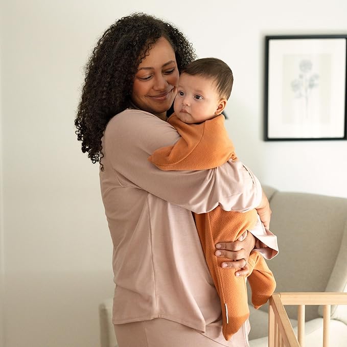 SleepingBaby Zipadee-Zip Transition Swaddle - Cozy Fleece Wearable Blanket with Two-Way Zipper for Baby Sleep - Spice, Medium (6-12 Month)