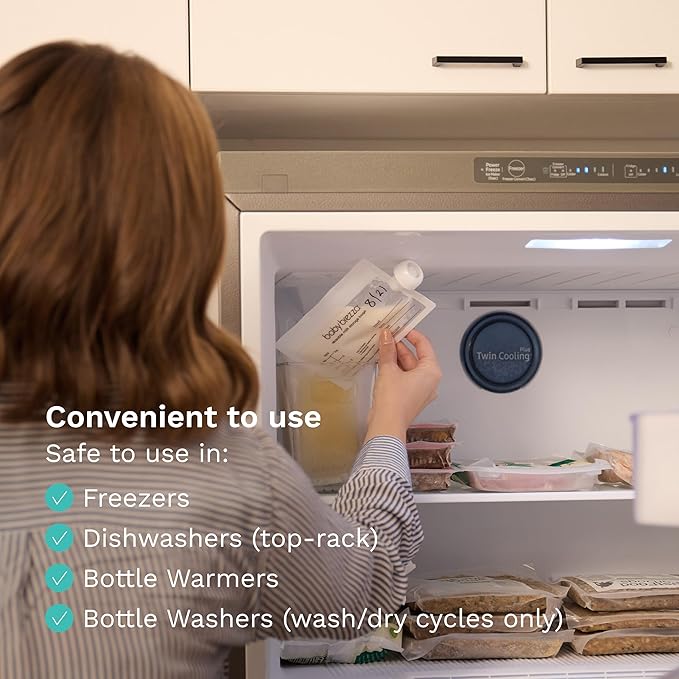 Baby Brezza Reusable Breastmilk Storage Bags, 10 Pack, Includes Filling Funnel