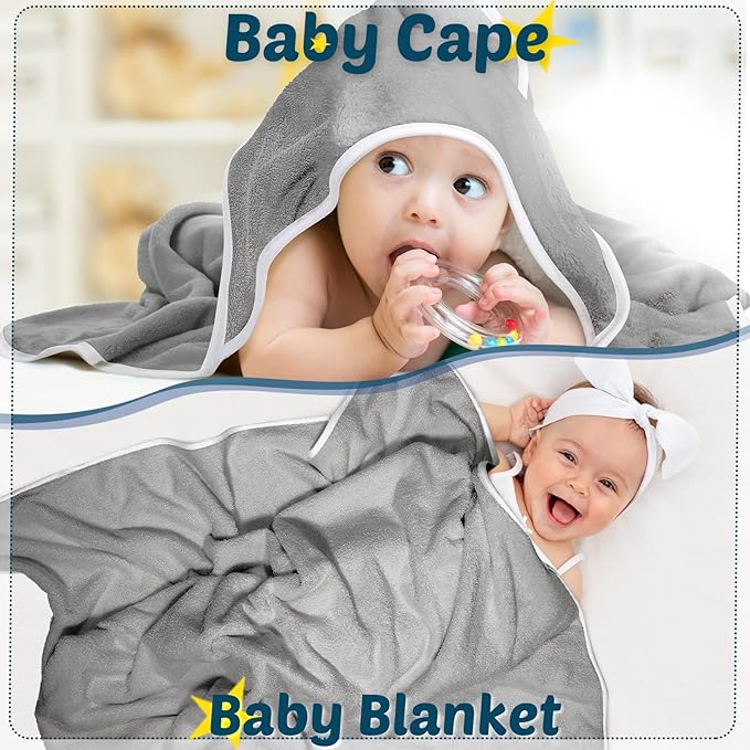 Chumia 6 Pack Baby Bath Towel Coral Fleece Soft Absorbent Newborn Hooded Towel for Kid 30 x 30 Inch Toddler Bath Blanket for Babies Infant Shower Gift(Gray)