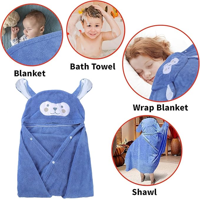 Visen Premium Hooded Towel for Kids,-28×55 INCH Large Size Kids Bath Towel,Ultra Soft Hooded Towel Wrap for Boys Girls, Highly Absorbent Bathrobe Blanket Gifts for Toddlers Shower (Navy Blue)