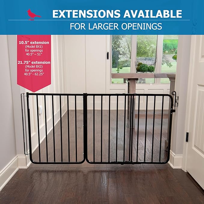 Cardinal Gates MG15 Auto-Lock Baby Gate for Stairs- Adjustable Indoor Dog Gate - Made of Aluminum to Ensure Kids & Pets Safety - 26.5 to 40.5 Inches Wide - Black - USA Based Company