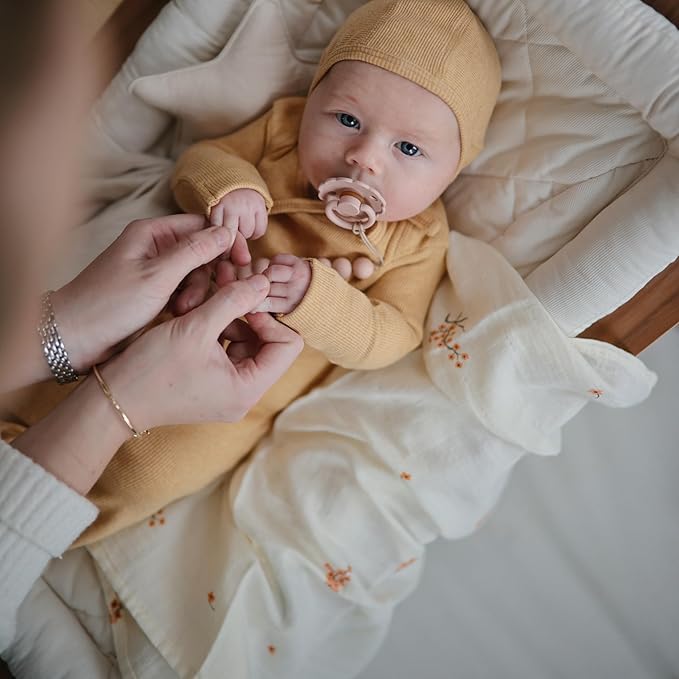 mushie Muslin Baby Cloths | 100% Organic Cotton | 23.5" x 23.5" (Flowers) 3-Pack