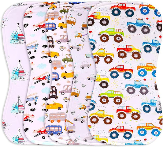 5-Pack Organic Cotton Burp Cloths – Large, Ultra-Soft 3-Layer Towels for Burping, Shoulder & Hand Use, Highly Absorbent