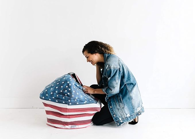 Baby Car Seat Cover Canopy and Nursing Cover Multi-Use Stretchy 5 in 1 Gift "Patriot" by Copper Pearl