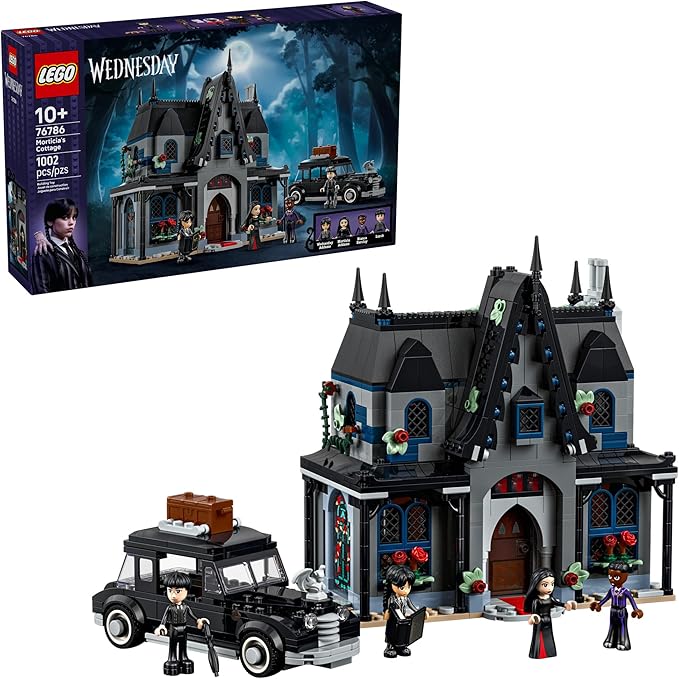 LEGO Wednesday Morticia’s Cottage Building Toy - Pretend Playset with Buildable Car for Kids, Ages 10+ - W/Morticia, Lurch, Bianca, & Wednesday Addams Minidolls - Gift Idea for Girls & Boys - 76786