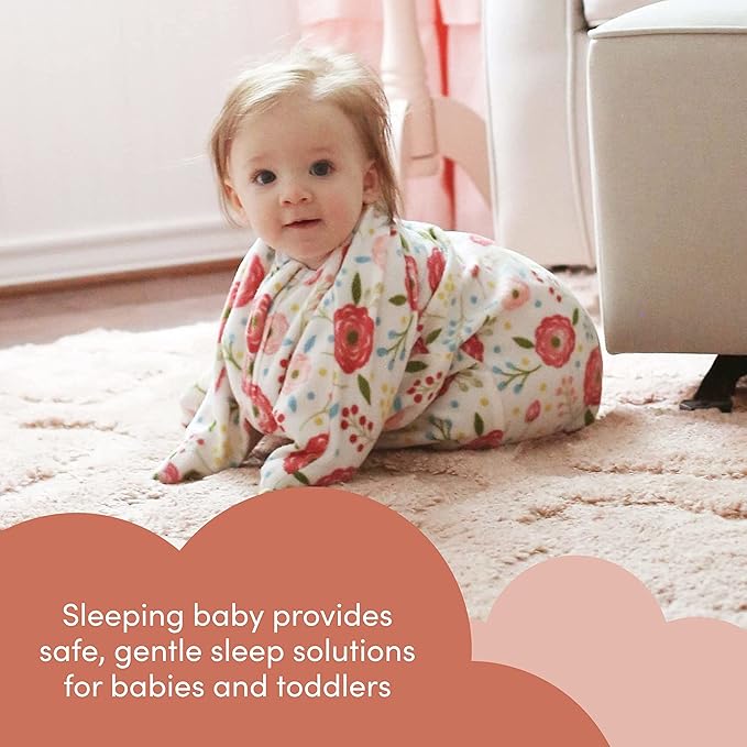 SleepingBaby Zipadee-Zip Transition Swaddle - Cozy Fleece Wearable Blanket with Two-Way Zipper for Baby Sleep - Pretty Poppy, X-Small (3-6 Month)
