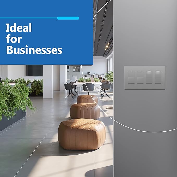 LIDER Matte Finish Decorator Switch Cover, Screwless Wall Plate, Mid-Size 4-Gang 4.88" x 8.58", Unbreakable Polycarbonate Thermoplastic, UL Listed, LSWP-34M-GY, Gray