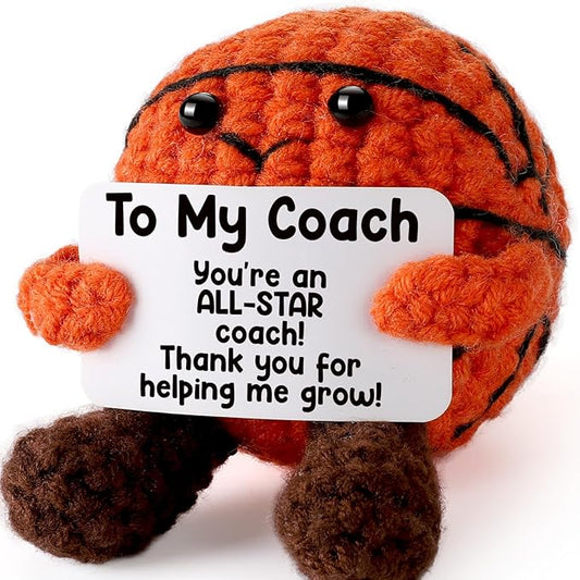 Basketball Coach Appreciation Gift - Thank You Gifts for Basketball Coach, Cool Handmade Crochet Basketball Present for Retirement Birthday Christmas - Thank You for Helping me Grow