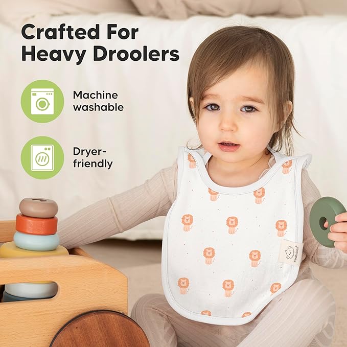 8-Pack Baby Bibs for Boys, Girls - Pullover Bibs for Drooling Teething Baby Girl & Boy Toddler, Newborn, Soft & Absorbent, Cute Colors, Large Torso Coverage Keep Infant Clean & Dry (Wilderness)