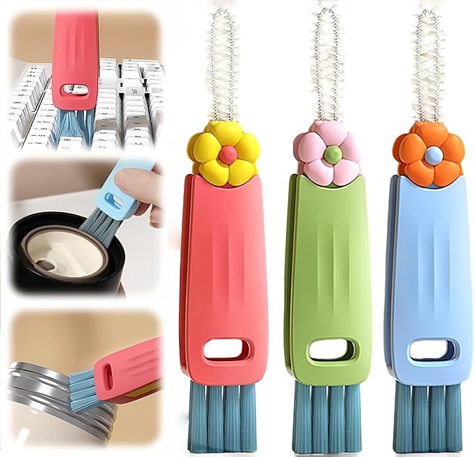 3 in 1 Cup Lid Cleaning Brush, 3 in 1 Multifunctional Cleaning Brush Portable Cup Lid Cleaner for Bottle Gap Tight Spaces Cup, Portable Cup Lid Cleaner with Brush, 3 Pcs