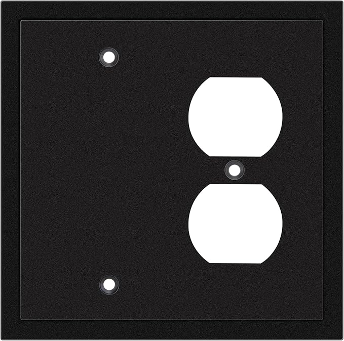 Henne Bery Modern Edge Decorative Wall Plate Switch Plate Outlet Cover, Durable Solid Zinc Alloy (Blank/Duplex, Matte Black)