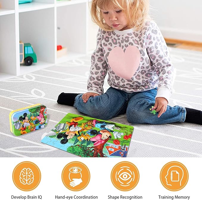 LELEMON Puzzles for Kids Ages 4-6, 60 Piece Puzzles for Kids Ages 3-5 in a Metal Box, Educational Jigsaw Puzzles Childrens Puzzle Games Puzzle Toys for Girls and Boys