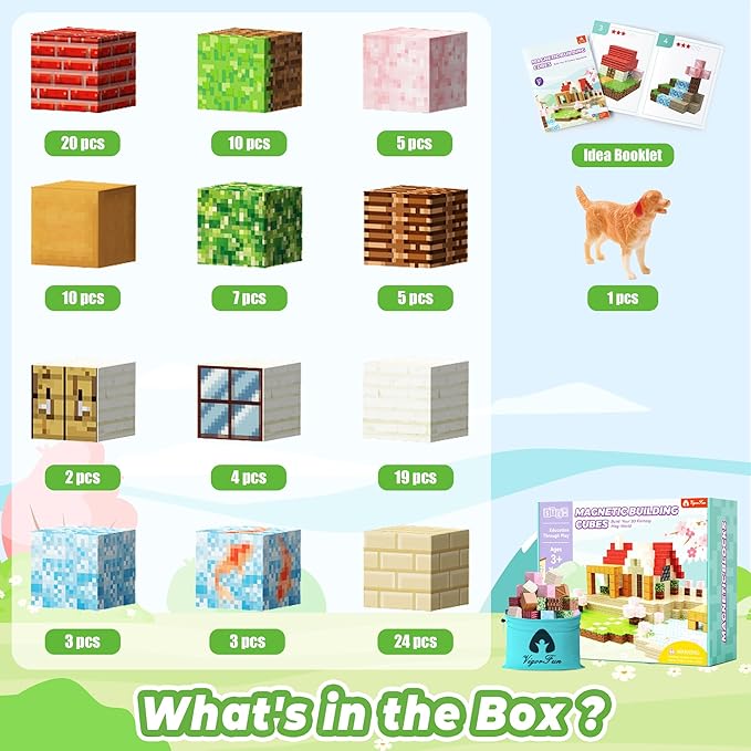 VigorFun Magnetic Blocks, Courtyard Magnet World Building Set- STEM Montessori Sensory Toys for Toddlers Boys Girls Birthday Gifts, Construction Toys for 3 4 5 6 7 8+ Year Old Kids