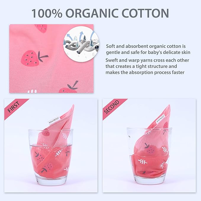 DOKMA Set 8 Organic Cotton Baby Drool Bibs - Bandana Teething Bibs for Baby - Bandana Drool Bibs - Ultra Soft, No Scratch