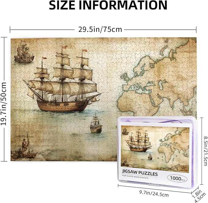 1000 Pieces of Adult Wooden Puzzle - Timeless World Map Scene for Jigsaw Enthusiasts & Decor,Perfect for Adults & Home Decor,Piece Fit Together Perfectly,Gifts Fro Friends and Family
