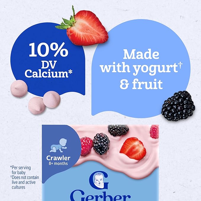 Gerber Stage 3 Baby Food, Strawberry and Mixed Berries Melts, 1 oz. Pouch (Pack of 4)