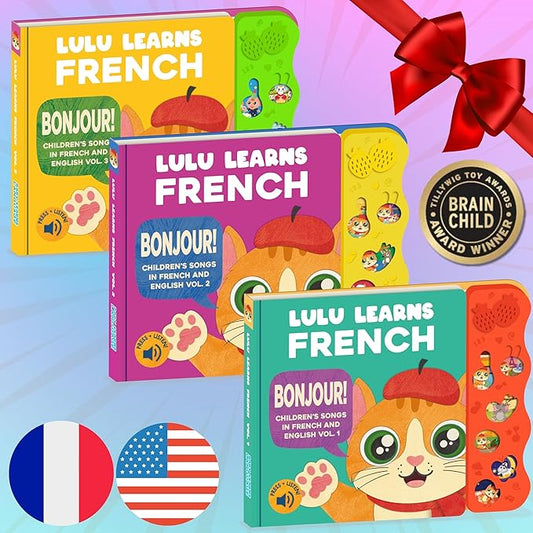 Bundle Deal - Musical Baby Book in French, French Baby Toys & Bilingual Toys, Interactive Books for Toddlers 1-3, Kids, Children, Girls, Boys & Babies