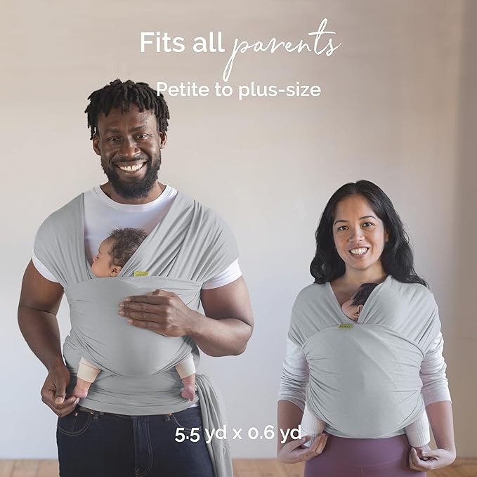 Boba Baby Wrap Carrier – Original Baby Sling Carrier for Newborns (7–35 lbs), Soft, Secure, Hands-Free & Ergonomic, Ideal for Comfortable Bonding, New Parents (Serenity Light Grey)