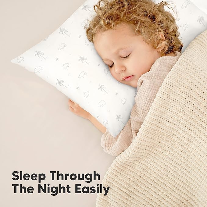 KeaBabies 2-Pack Toddler Pillow 13x18 - Soft Organic Cotton Kids Travel Bed Pillows for Sleeping, School, Nap, Machine Washable, Toddlers 2 to 5, Pillowcase Sold Separately (Pine Tree)