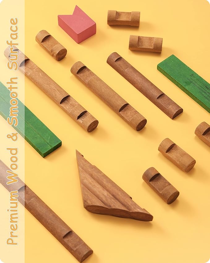 SainSmart Jr. 300 PCS Wooden Log Cabin Set Building House Toy for Toddlers, Classical STEM Construction Kit Compatible with Lincoln Logs for 3+ Kids