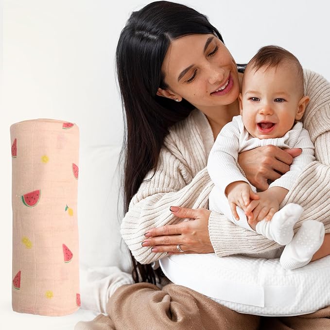 Muslin Baby Swaddle - Breathable Receiving Blankets for Newborn Baby, 70% Viscose derived from Bamboo, 30% Spandex, Imported