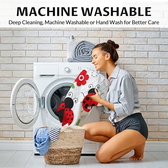 Ladybug Gifts for Kids - 30 x 40 Inches Cute Lady Bug Blanket for Girls - Grey Plush Warm Decor for Crib, Lap