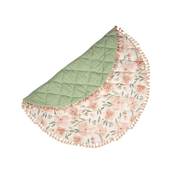 Crane Baby Padded Floor Mat, Pink Floral Nursery Decor, Activity Mat, 40" x 40", Baby Tummy Time, Baby Girl Nursery Essentials (Pack of 6)