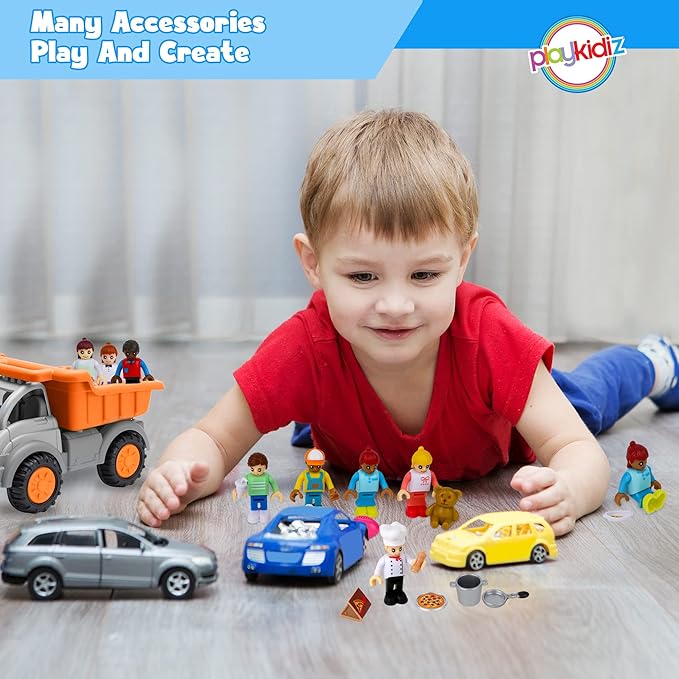 8 Toy Figures & Playsets, 2 Inch Play Peoples Set, Early Development Family Figurines for Kids, Pretend Play Toys for Children 3+ (23Pcs)