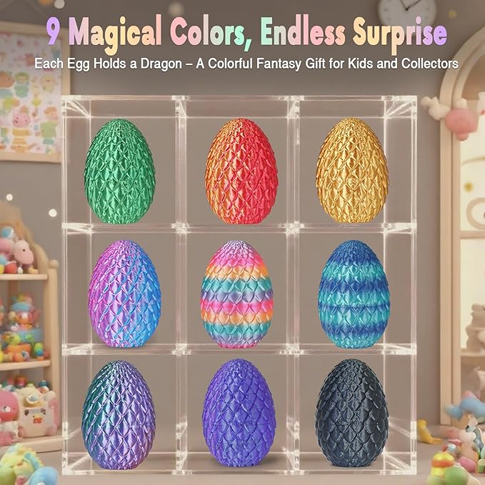 Small Dragon Eggs with Dragon Inside, 3D Printed Surprise Funny Gifts for Kids, Articulated Dragon Fidget Toys for Adults, Executive Desk Toys Office Room Décor (Sky Blue Ombre)