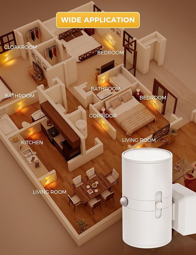 L LOHAS LED Motion Sensor Nightlight, Amber Night Light, [2 Pack] Motion Activated Night Light, Yellow Nightlights, Dimmable 0-100LM, Sleep Light for Bathroom Hallway Bedroom Stairway Kitchen