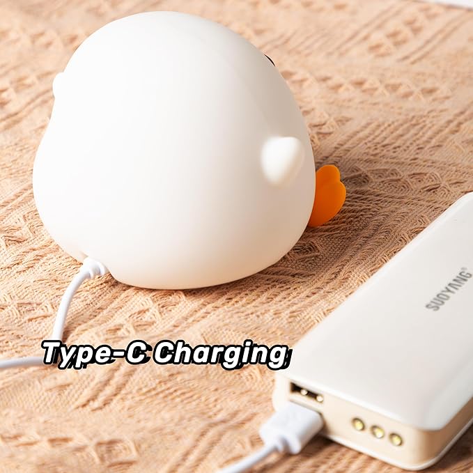 DoDo Duck Night Light, Cute Duck Lamp, Soft Silicone Dimmable Nursery Night Light, Touch Control & Rechargeable Night Lamp for Girls & Boys Bedroom, Living Room