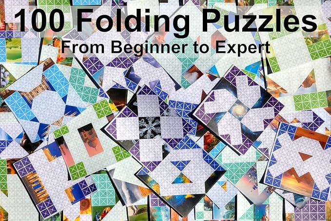 FOLDOLOGY - The Origami Puzzle Game! Brain Teasers for Tweens, Teens & Adults | Stocking Stuffer, Gift for Ages 10+, Travel Game, Hands-On STEM Toy | Fold the Paper, Complete the Picture | 100 Puzzles