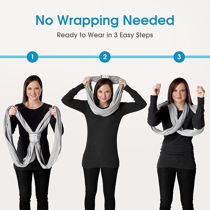 Original Baby K'tan Baby Carrier: #1 Easy Pre-Wrapped, Soft, Slip-On, No Rings, No Buckles | 5 in 1 Baby Sling Gift | The Best Hands Free Infant Wrap | Heather Grey | Large