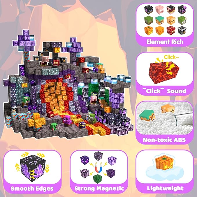 100 PCS Magnetic Blocks - Magnetic Building Blocks Toys for Kids, Stacking Magnets for Kids, STEM Sensory Toys, Christmas Birthday Gifts for Boys and Girls Ages 3+ Years Old