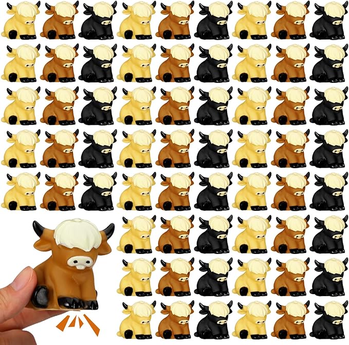 60 Pack Highland Cow Rubber Duck, Squeak and Floating Water Squirting Bath Toys Highland Cow Party Favors for Shower Birthday Gifts Party Gifts