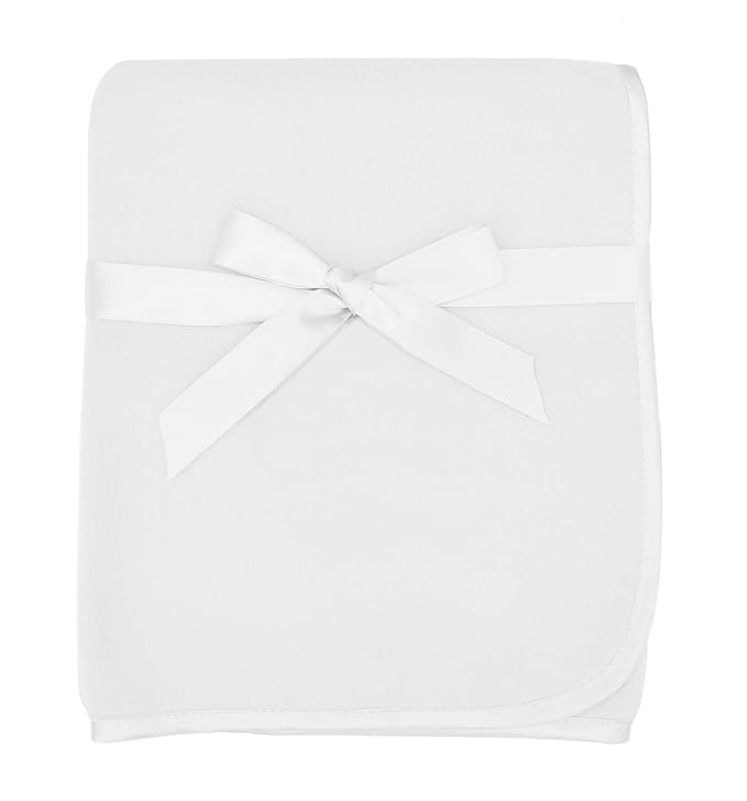 American Baby Company Fleece Blanket with Silk-Like Satin Trim, Soft, Warm & Cozy, White, 30" x 30" for Boys and Girls, Perfect for Baby Carrier, Stroller, Travel and Gifting