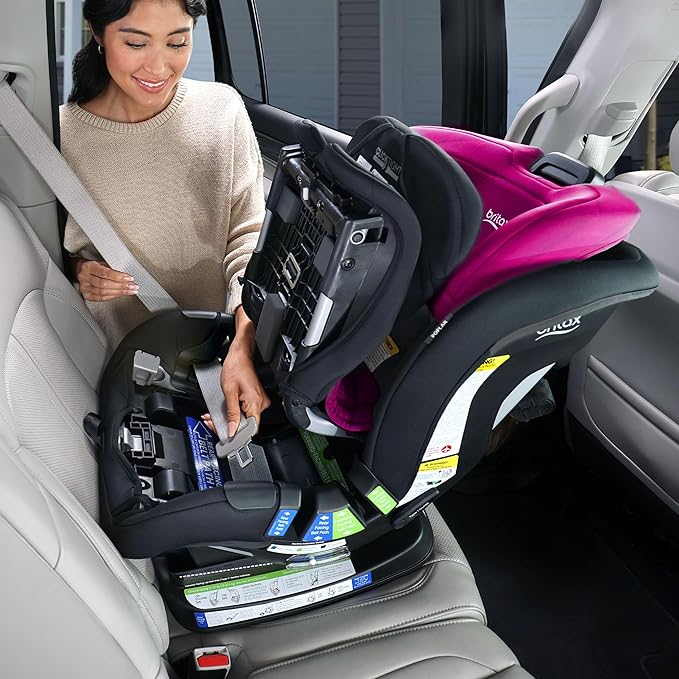 Britax Poplar Convertible Car Seat, 2-in-1 Car Seat with Slim 17-Inch Design, ClickTight Technology, Magenta Onyx
