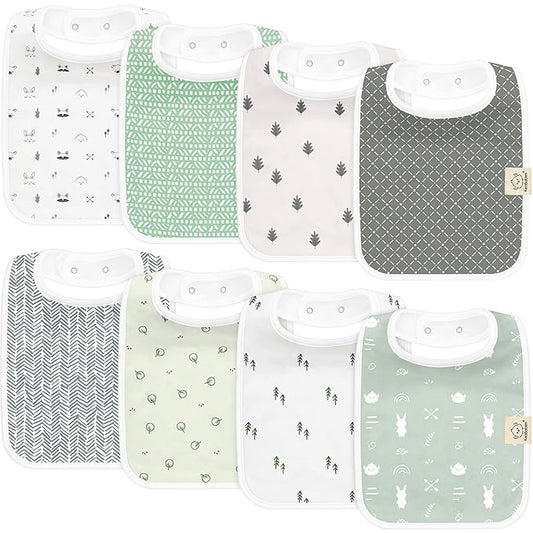 KeaBabies 8-Pack Organic Baby Bibs for Boys, Girls - Super Absorbent Cotton Drool Bibs for Baby Girl & Boy, Teething Toddler, Drooling Newborn, Ultra Soft & Machine Washable (Nordic)