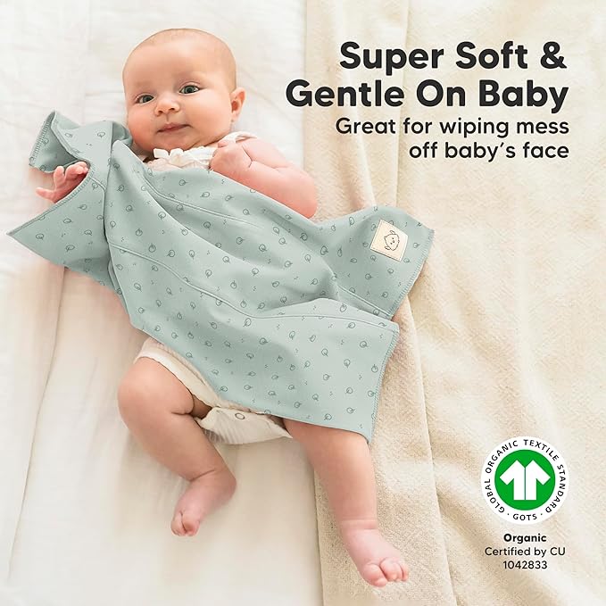 Organic Burp Cloths Baby Boy, Girl - 6-Pack Large Cotton Burping Cloths for Babies, Spit Up Rags, Super Absorbent, Ultra Soft Newborn Rag, Gender Neutral, Machine Washable, Durable (Nordic)