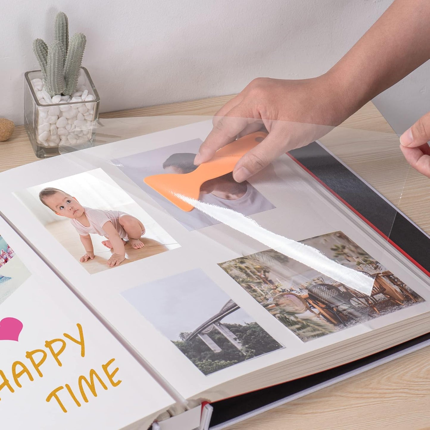 Large Photo Album Self Adhesive 4x6 8x10 10x12 Scrapbook Magnetic Album DIY Scrapbook Length 13 x Width 12.8 (Inches) 120 Sticky Pages Linen Cover DIY Photo Album(White)