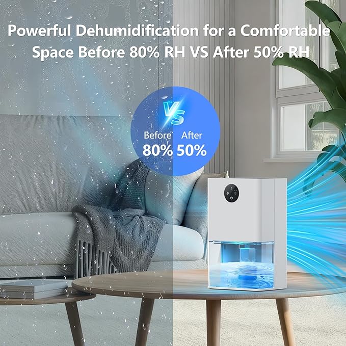 Dehumidifier, 50 OZ Small Dehumidifiers for Room for Home, Quiet with Auto Shut Off, Dehumidifiers for Bedroom, RV, Closet