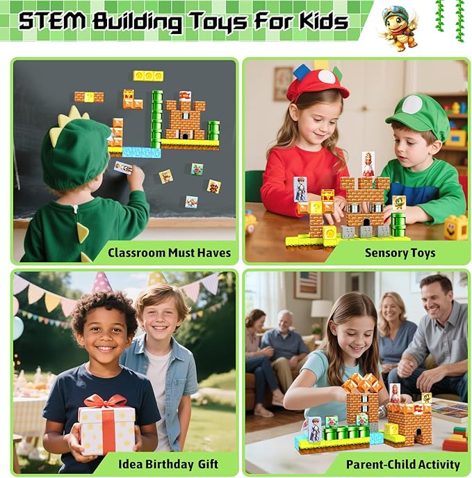 Magnetic Blocks- Magnetic Building Blocks Magnet Cube Toys Stacking, Build Forest Toys & Games Set, STEM Sensory Play, Birthday Giftsfor Kids Boys Girls Age 3 4 5 6 7 8 9 10 (54pcs 1inch)
