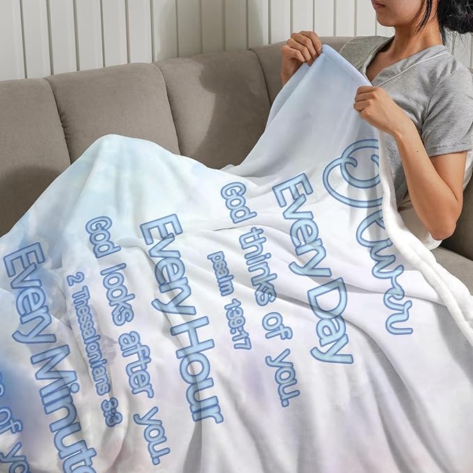 Custom Blanket Bible Verse Blanket with Inspirational Thoughts and Prayers Religious Throw Blanket Soft Lightweight Cozy Plush Warm Blankets for Women Men Christmas Birthday Christian Gifts