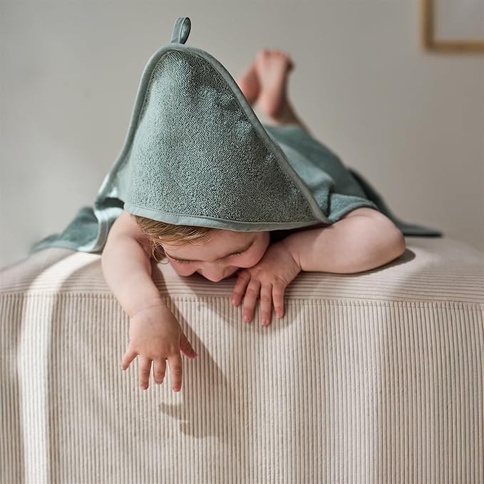 Baby Hooded Towel – Organic Cotton Baby Bath Towels – Baby Towels, Baby Bath Towels for Baby Boy, Baby Girl, 32" x 32" Super-Soft and Absorbent Baby Towels for Newborn (Roman Green)