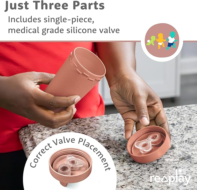 Re-Play Sippy Cups for Toddlers - 10 Oz. Reusable Spill Proof Cups for Kids, Dishwasher/Microwave Safe - Made in USA - Set of 4-3.13" x 6.25" - Blossom