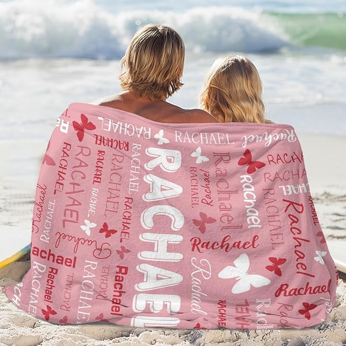 Personalized Throw Blanket with Name Custom Blankets Customized Baby Blanket for Girls Kids Adult Birthday Gift